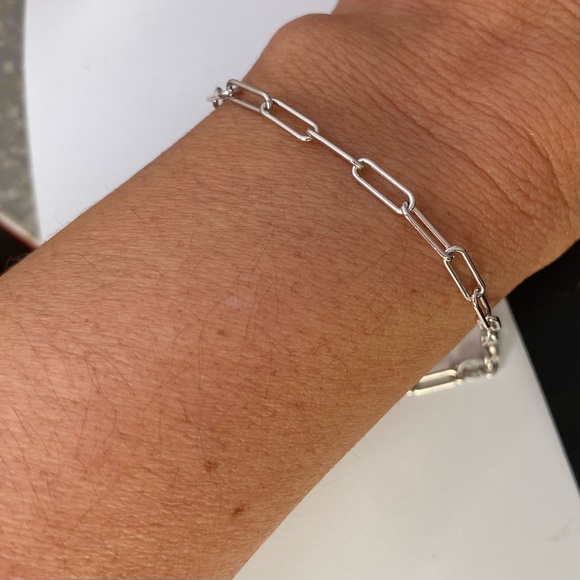 Solid Real 925 Sterling Silver Dainty Chain Bracelet Italy Woman Gift - Picture 10 of 12